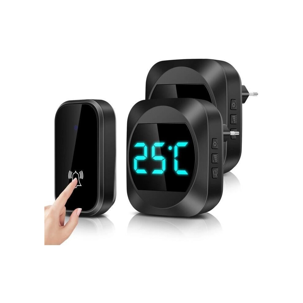 Waterproof Wireless Outdoor Doorbell - Ip44 Waterproof, Temperature Display, 150M Range, 38 Melodies, 4 Volume Levels 9149891839175
