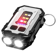 Mini LED flashlight, 900 lm, USB-C rechargeable, 8 modes, battery indicator, clip, IPX4, 750mAh
