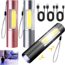 Wiederaufladbare LED-Taschenlampe per USB, 3-teiliges Set, extrem leistungsstarke, zoombare LED-Taschenlampe, taktische Taschenlampe, 3