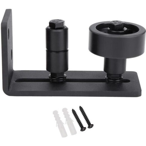 Adjustable floor guide - Carbon steel - Black - Double roller with small roller - 0.5cm thick