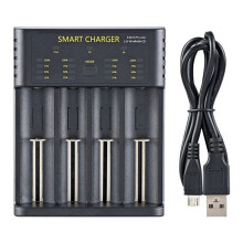 Battery charger - TD - 4 slots - Overcharge protection - LED display - USB