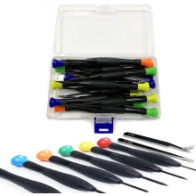 Set of 18 mini precision screwdrivers, magnetic eyeglass repair tools, with small Phillips flat-head Torx screwdrivers
