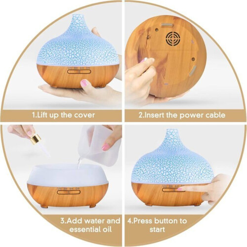 Essential Oil Diffuser, 550ml Ultrasonic Humidifier Electric Aromatherapy Diffuser with Remote Control, 7 Colors 2