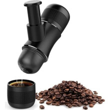 Portable espresso coffee maker, mini travel coffee maker - Black - Espresso - Ground coffee