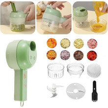 4-in-1 Tragbares elektrisches Gemüseschneider-Set, Mini-Akku-Knoblauchpresse, elektrischer Zerkleinerer[787]