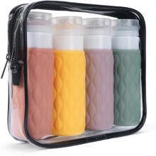 4-delige reisflessenset, navulbare reisflessen van 100 ml, siliconen reisflessen, kleine lege reisflessen shampoo