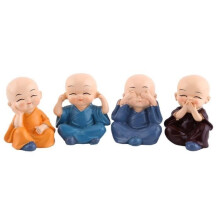 Buddha-Figuren – Vier kleine Mönche – Kunstharz – Wohndekoration – Kunsthandwerk