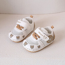 (Khaki,14)Chaussures d'été unisexe bébé maille semelle légère avec ruban magique pour cadeau enfant