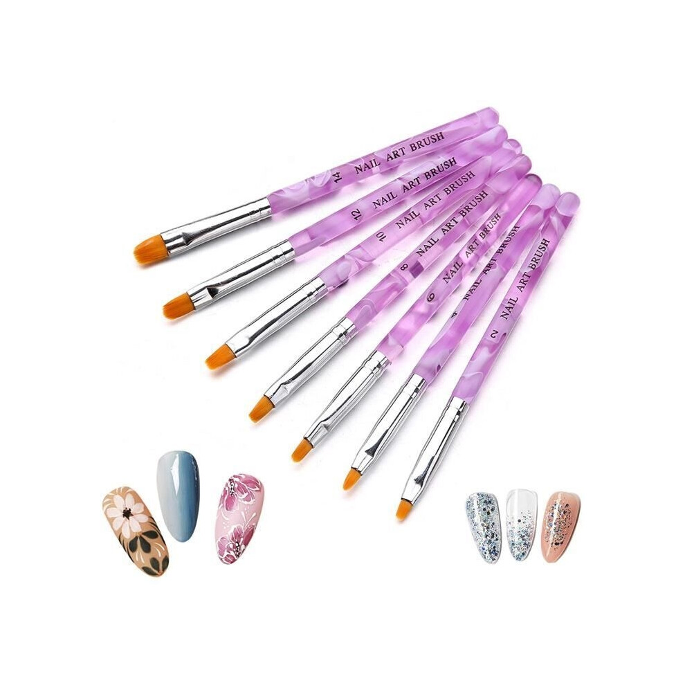 Aihontai Purple Nail Art Brush, Diy Gel Brush, Nail Art Brush For Uv Gel And Acrylic, Nail Beauty Accessories, 7 Pcs