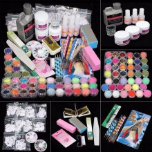 42 Acrylic Nail Art Tips Powder Liquid Brush Glitter Clipper Primer File Set Kit XYQ60411122 UV Gel Nails