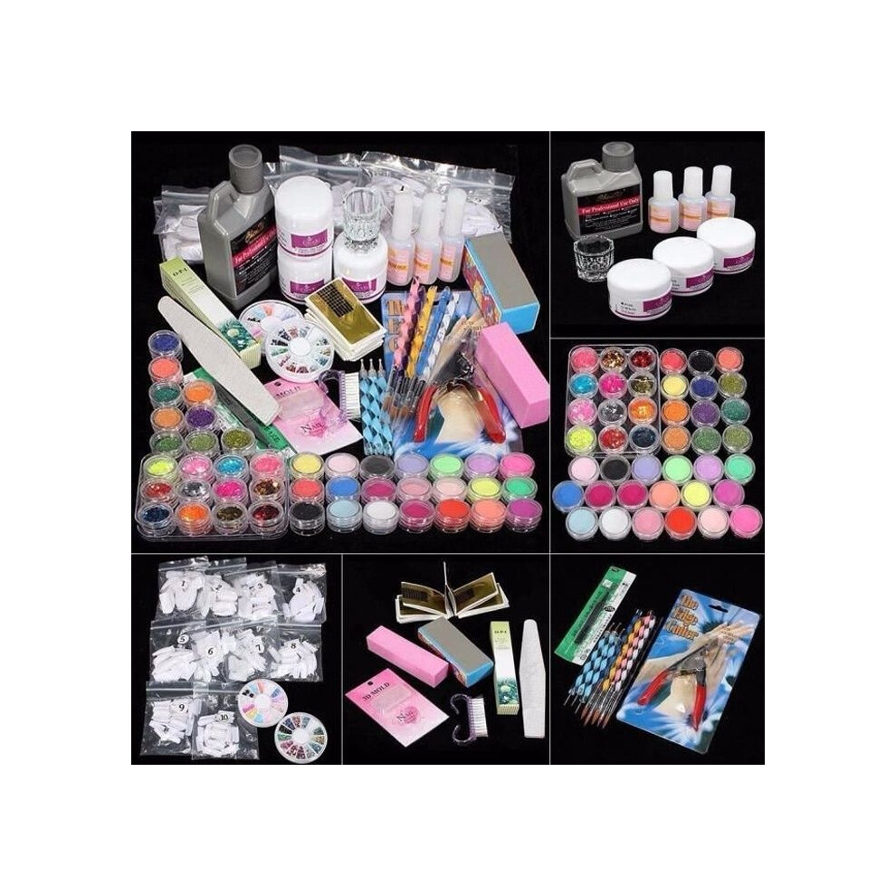 Aihontai 42 Acrylic Nail Art Tips Powder Liquid Brush Glitter Clipper Primer File Set Kit Xyq60411122 Uv Gel Nails