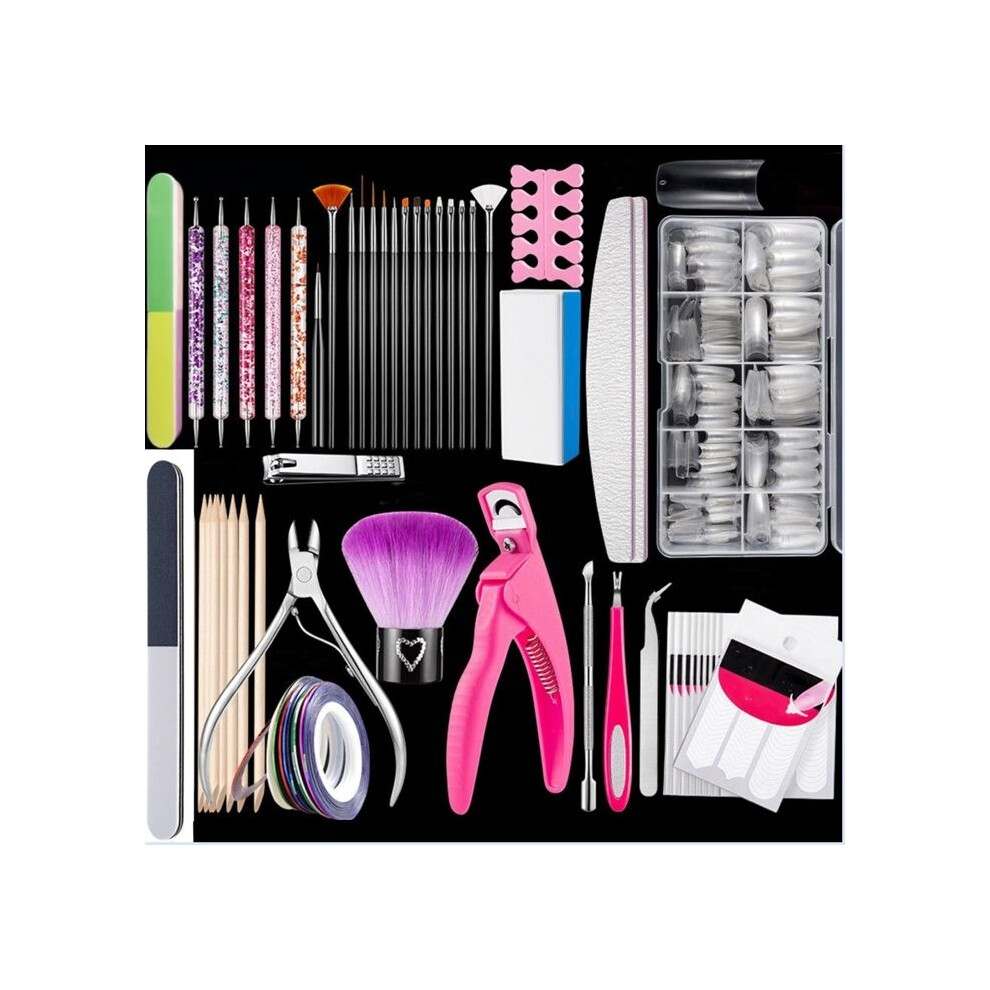 Aihontai Pink False Nails - Professional Manicure Kit - 500 Pieces - 10 Different Sizes