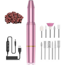 Electric Nail File, Professional Nail Drill, Powerful and Quiet Manicure Machine, Portable Kit (Pink)