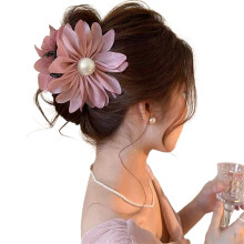 Mit Perlen verzierte Stoff-Haarspange mit Haarspangen mit-Rosa