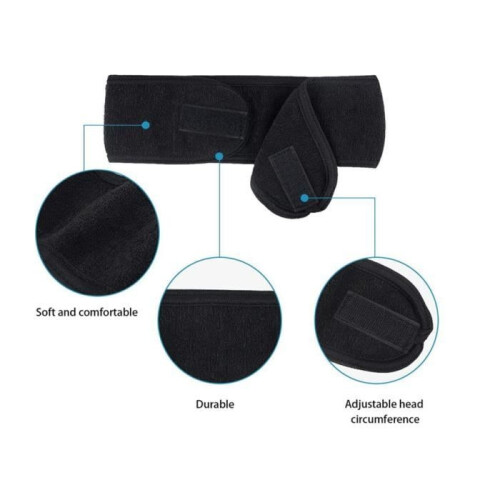Makeup Headband - Noname - 3 Pieces - Black - Soft and Absorbent - Comfortable and Elastic 2