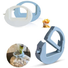 Lot de 2 pinces de fermeture réutilisables pour en-cas, pain et aliments surgelés avec poignées à crochet (bleu/blanc)