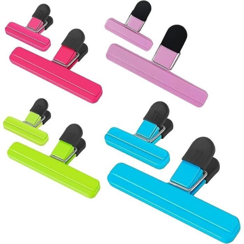 Bag Clips - 8 Pcs - Reusable - Plastic - Assorted Colors