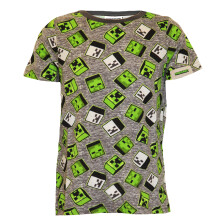 (7-8 Years, Green) Minecraft Boys Zombie Creeper All-Over Print T-Shirt