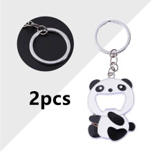 Flesopener - Panda - Sleutelhangerflesopener - Metaal - 2 stuks - 4x6x3,2 cm