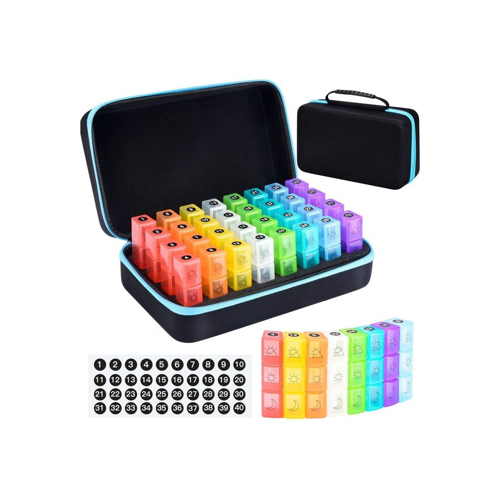 Aihontai Monthly Pill Organizer For 3 Times A Day, 30-Day Travel Pill Organizer With 32 Daily Compartments, Monthly Pill Organizer For
