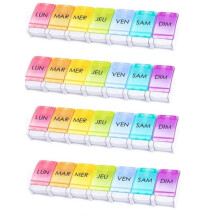 4-delige pillenorganizer voor elke week (Frans, 7 dagen) | Pillen en medicijnen voor elke dag van de week | Grote opbergcapaciteit