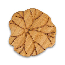 Dessous de verre - Plateau en bambou - Isolant thermique - Feuille de lotus - Marron