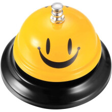 Sonnette de bureau, sonnette de réception, sonnette de table, sonnette d'appel, sonnette de service au son clair (jaune)