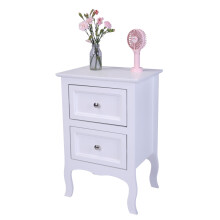 Country Style Two Tier Night Table Large Size White for Bedroom Living Room Home Office