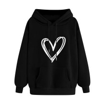 Women's Valentine's Day Sweatshirts Long Sleeve Fleece-Black M
