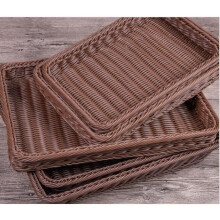Lot de 2 paniers rectangulaires en plastique tressé, pouvant servir de paniers à pain, à fruits, de rangement ou de paniers à œufs, 30