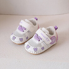 (Purple,14)Chaussures d'été unisexe bébé maille semelle légère avec ruban magique pour cadeau enfant