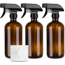 Set van 3 lege amberkleurige glazen spuitflessen van 500 ml voor reiniging, met verstelbare sproeikop.