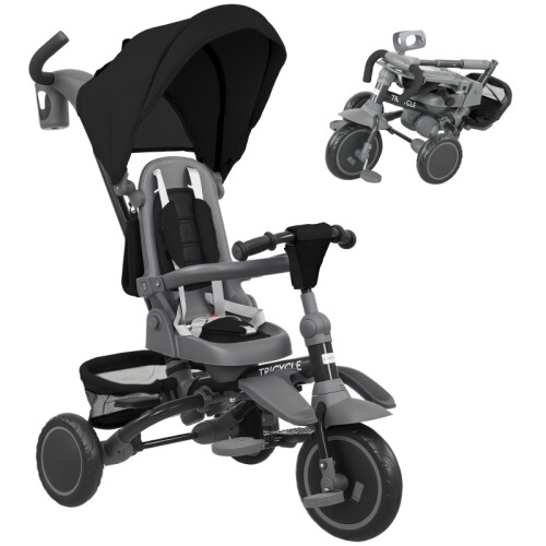 6 in 1 Foldable Kids Trike for Ages 1-5, Black