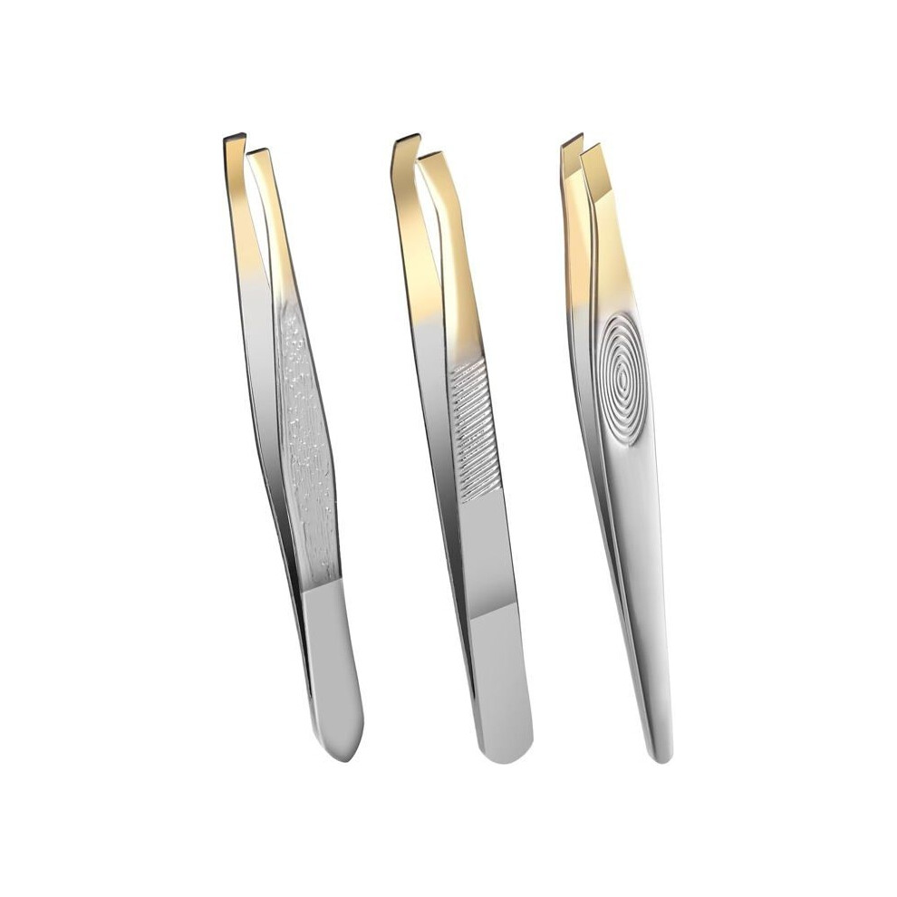 Aihontai 3Pcs Precision Tweezers, Professional Steel Eyebrow Tweezers For Eyebrows, Eyelashes, And Hairs