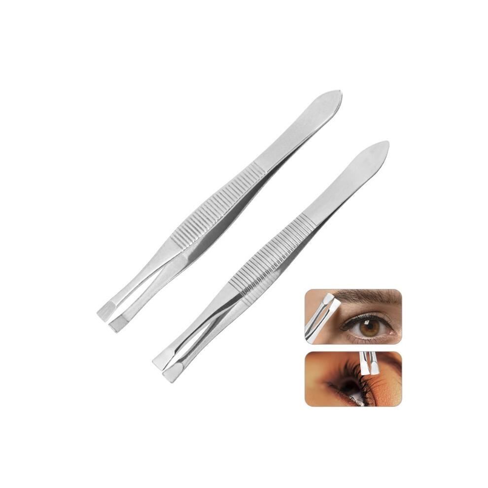 Aihontai Tweezers - Beveled Design - Stainless Steel - 8 Cm Grooved Handle - Precision Hair Removal
