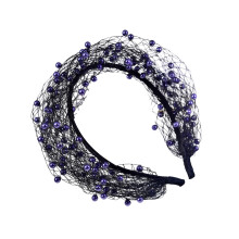 Pears Beads Bridal Birdcage Veil Accesorios Charming-Purple