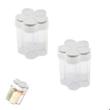 Lot de 2 pots à épices multifonctions, 11 cm, avec couvercles transparent et gris, parfaits pour le camping, la cuisine et les voyages.