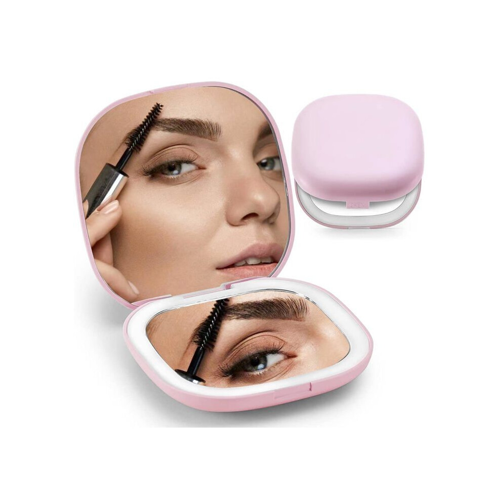 Aihontai Mirror, 1X/5X Magnifying Mirror With Small Lightweight Travel Makeup Mirror, Led Pocket Mirror