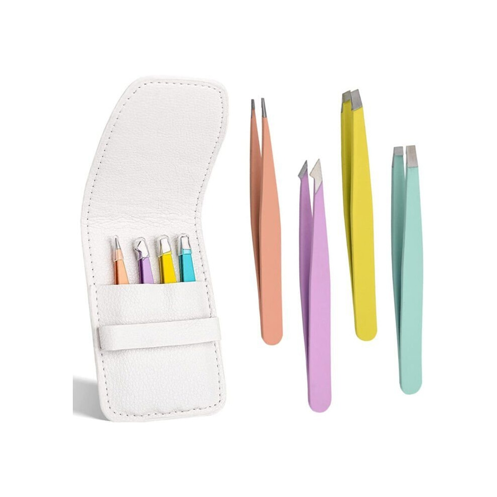 Aihontai 4-Piece Tweezers Set, Professional Stainless Steel Eyebrow Tweezers And Pointed Tweezers, Precision Tweezers