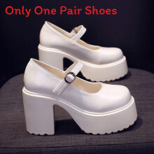 (White,36)Chaussures basses Mary Jane pour femme avec talon épais sangle réglable automne printemps