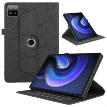 Schutzhülle für Xiaomi iPad 6/iPad 6 Pro 11,0" Tablet, 360 drehbare Klapphülle aus PU-Leder, Schwarz, Lebensbaum-Motiv XZRX