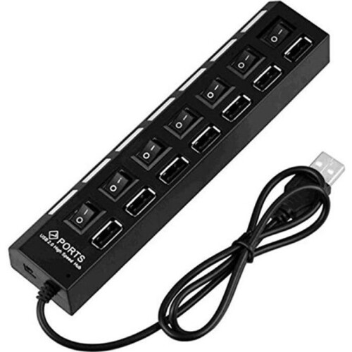 7-poorts USB-hub met aan/uit-schakelaar