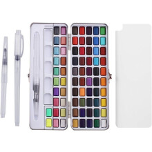 Aquarelverfset, draagbaar aquarelverfpalet - Professionele aquarelset met 72 kleuren en 3 pennen