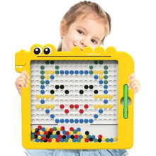 Magnetisch tekenbord - ZGEER - Geel - Met magnetische balletjes - Inclusief pen - Voor kinderen vanaf 3 jaar