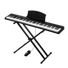 GPPS01-106 88 Key Folding Piano Semi Weighted with Dual Bluetooth X Stand Headphone and Handbag Black