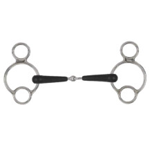 (4.5in, Silver/Black) Equirubber Equikind+ Universal Jointed Horse Mouth Bit