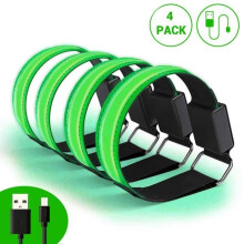 USB-reflecterende polsbandjes voor hardlopen en andere sporten - Groen - Volwassenen - Unisex