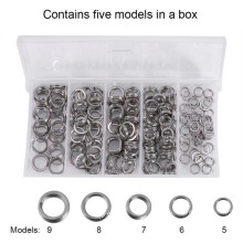 200 pcs/box of 5 sizes of stainless steel fishing split rings (Type 5/6/7/8/9)---RAC