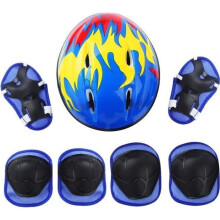 Sportbeschermingsset voor kinderen - Blauw - Helm, kniebeschermers, elleboogbeschermers, polsbeschermers