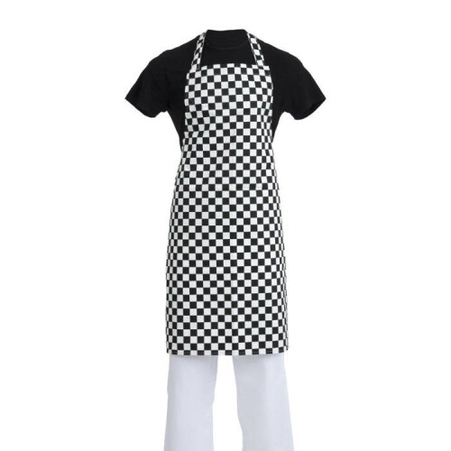 Ποδιά με καρό σε μαύρο και άσπρο χρώμα - Whites Chefs Clothing